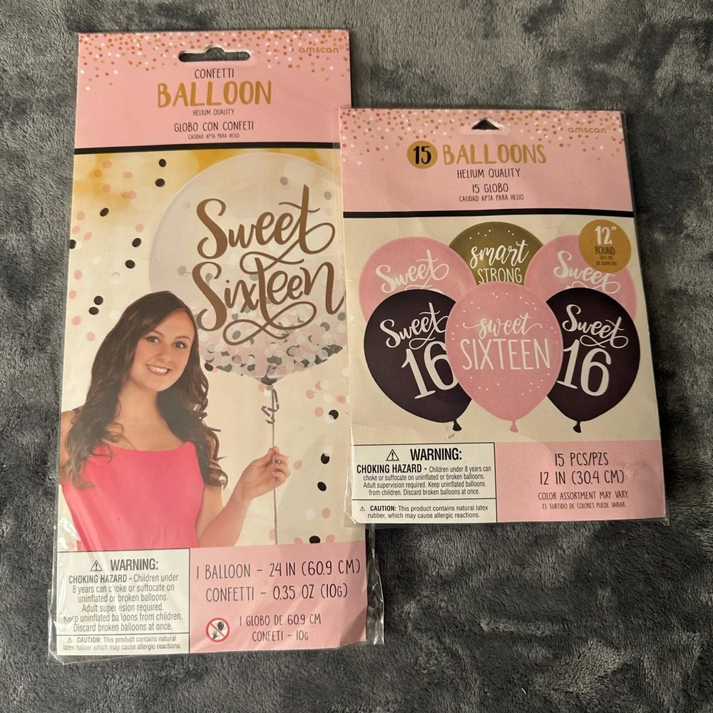 Sweet 16 Party Balloons Confetti Latex Birthday Decorations Pink Black Gold